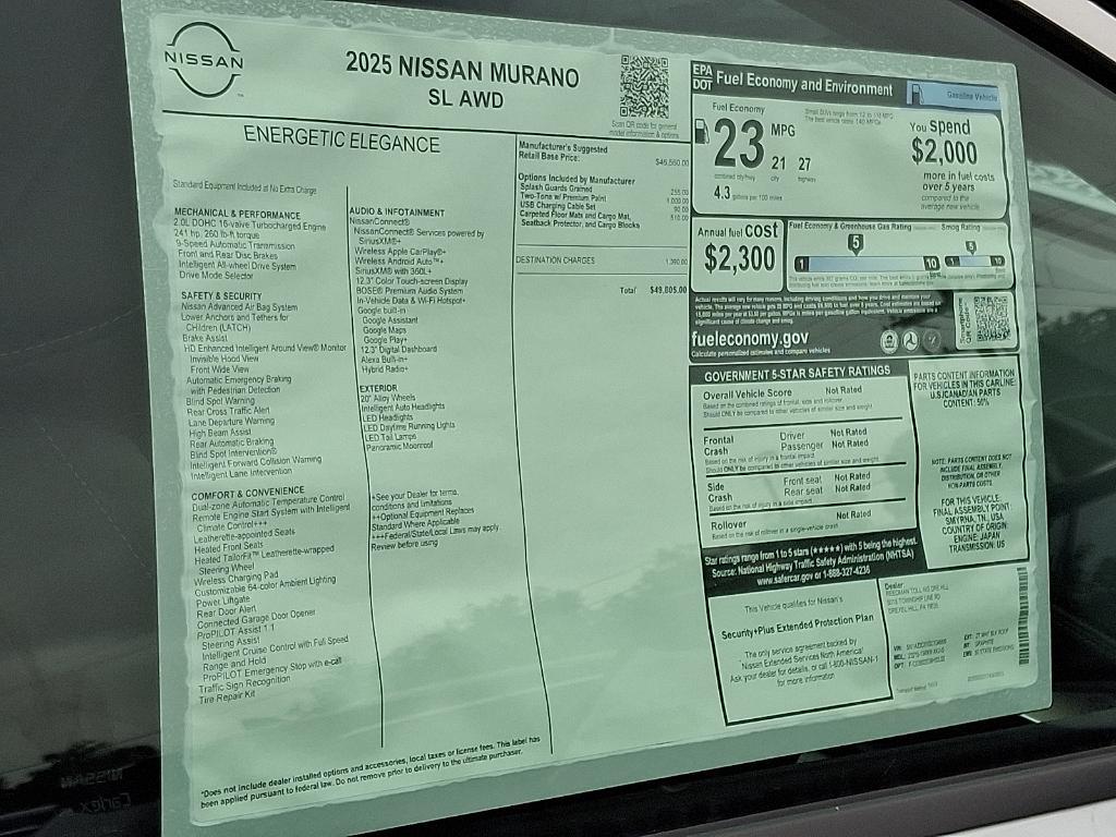 new 2025 Nissan Murano car, priced at $46,274