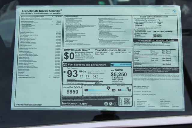 new 2025 BMW i5 car, priced at $74,275