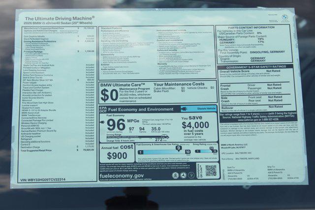 new 2026 BMW i5 car, priced at $76,925