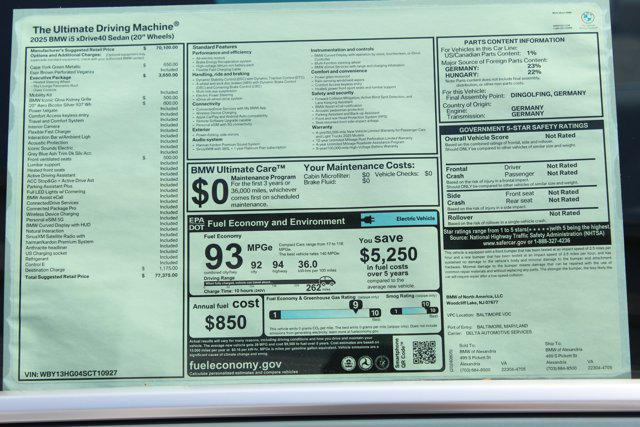 new 2025 BMW i5 car, priced at $77,375