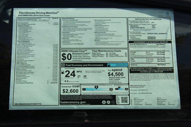 new 2026 BMW 840 car, priced at $103,025