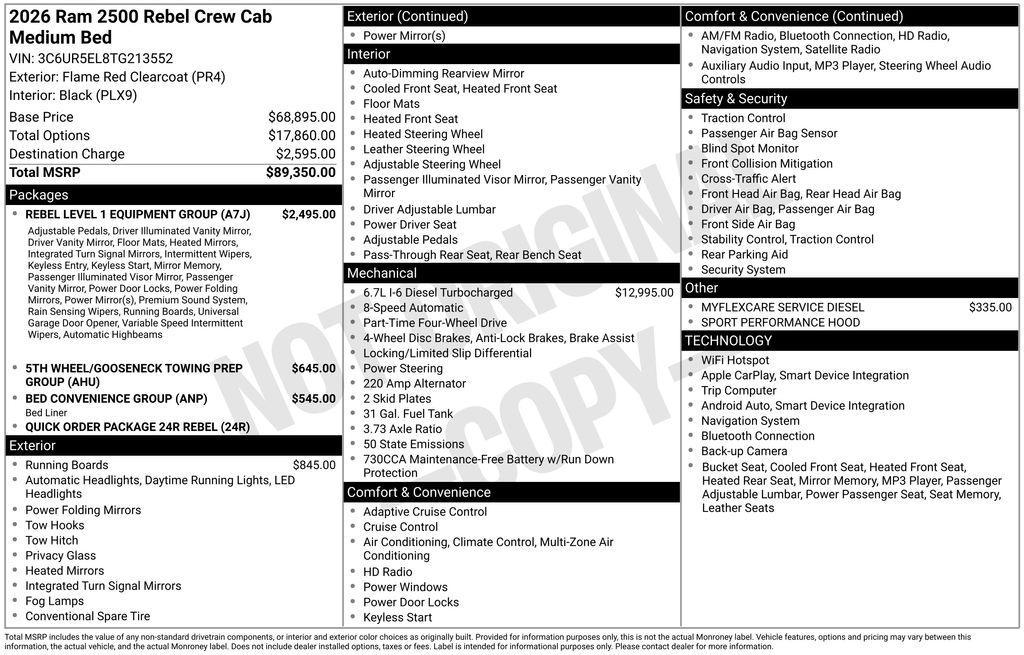 new 2026 Ram 2500 car, priced at $84,350