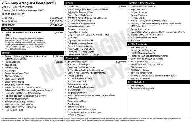 new 2025 Jeep Wrangler car, priced at $44,822