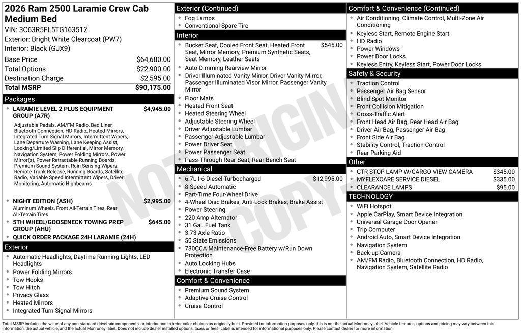 new 2026 Ram 2500 car, priced at $82,765