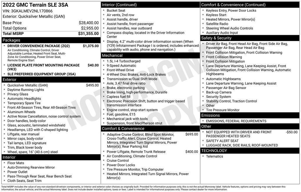 used 2022 GMC Terrain car, priced at $18,620