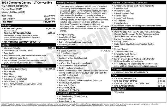 used 2023 Chevrolet Camaro car, priced at $30,985