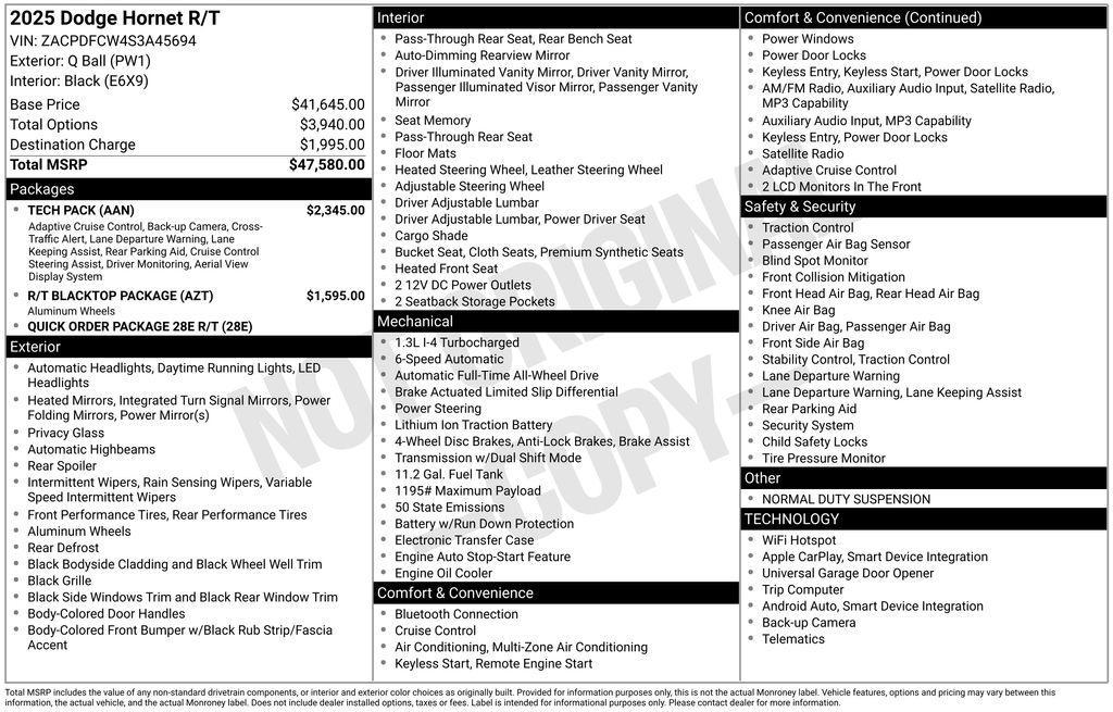 new 2025 Dodge Hornet car, priced at $35,680