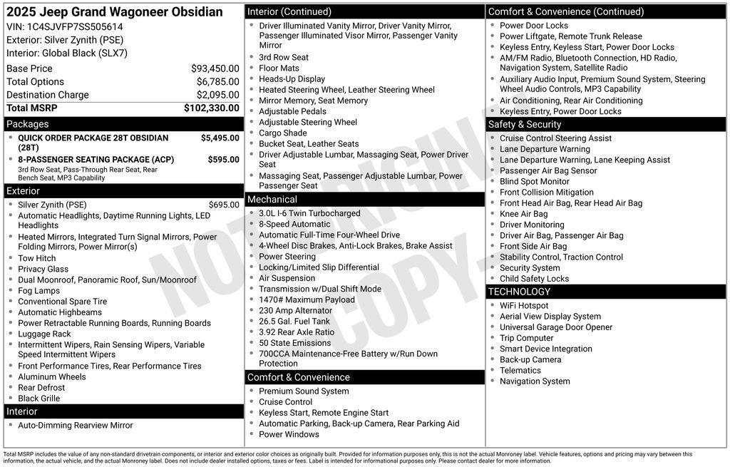 new 2025 Jeep Grand Wagoneer car, priced at $92,235