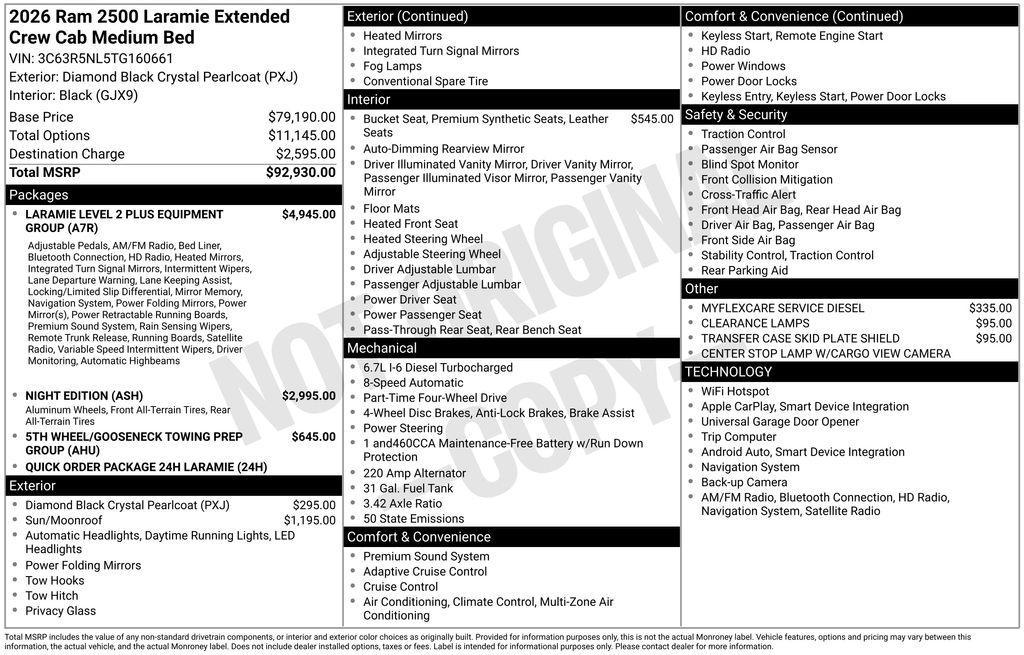 new 2026 Ram 2500 car, priced at $86,670
