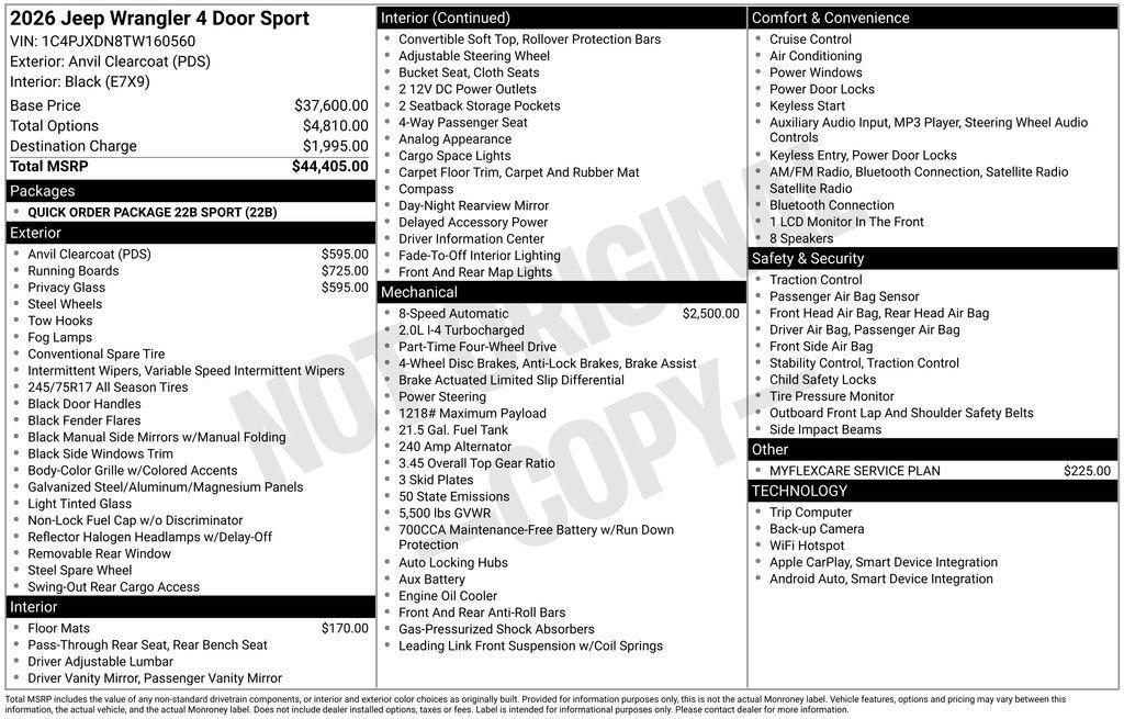 new 2026 Jeep Wrangler car, priced at $41,405
