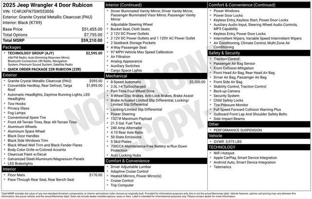 new 2025 Jeep Wrangler car, priced at $54,005