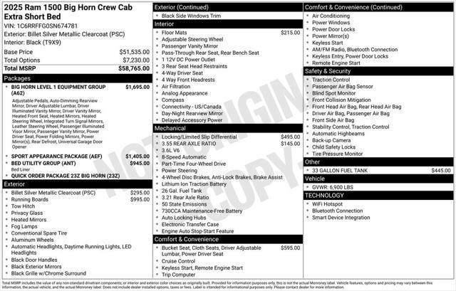 new 2025 Ram 1500 car, priced at $49,081