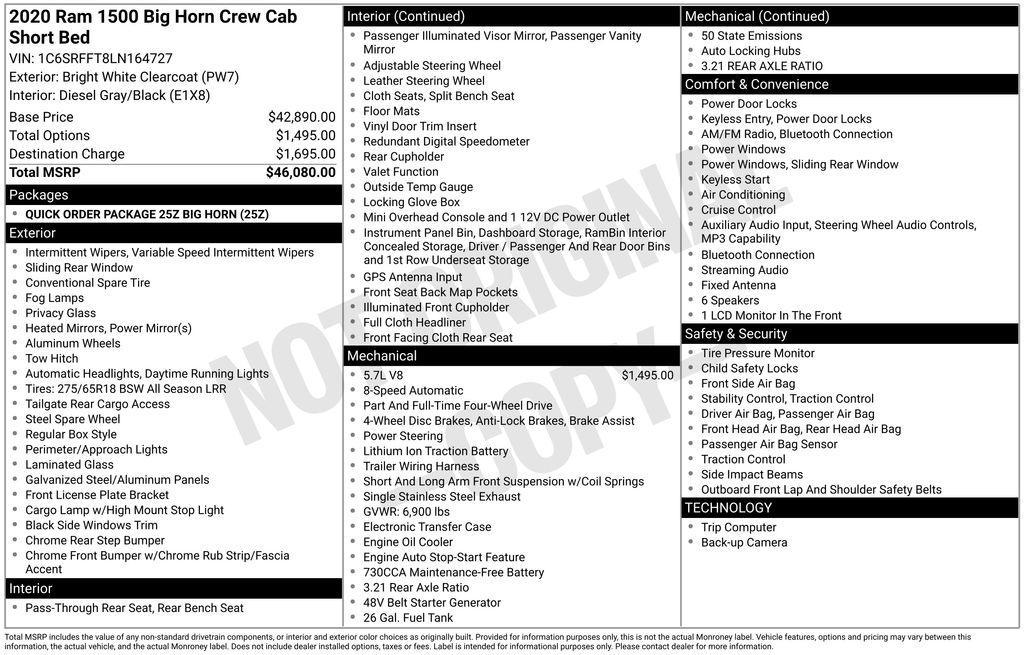 used 2020 Ram 1500 car, priced at $33,460