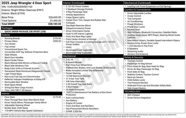 new 2025 Jeep Wrangler car, priced at $34,995