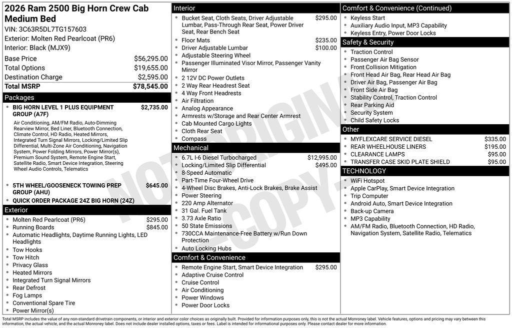 new 2026 Ram 2500 car, priced at $71,095