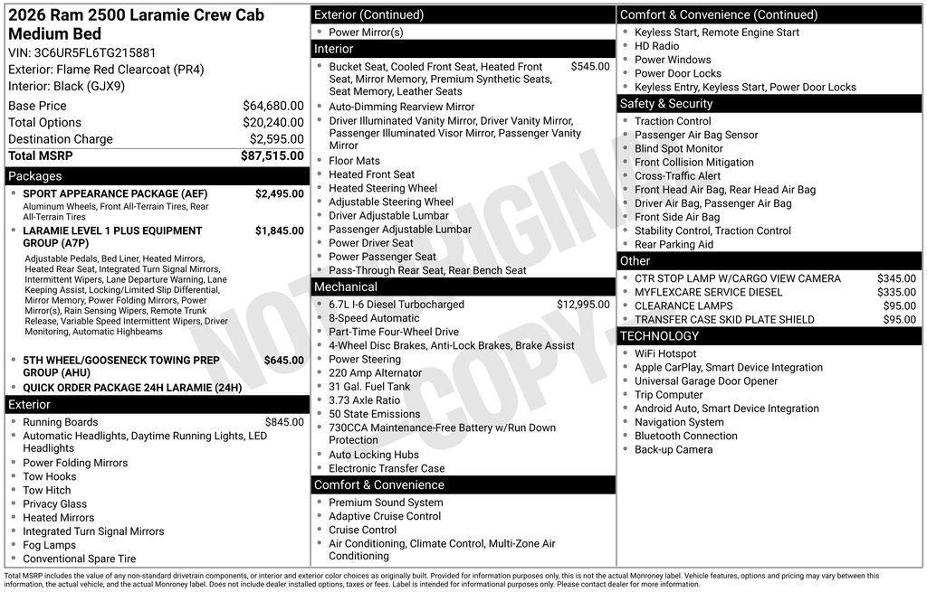 new 2026 Ram 2500 car, priced at $81,625