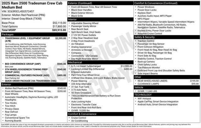 new 2025 Ram 2500 car, priced at $64,995