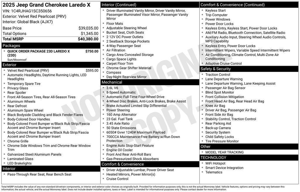 new 2025 Jeep Grand Cherokee car, priced at $36,875