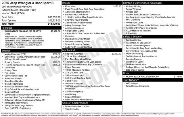 new 2025 Jeep Wrangler car, priced at $46,455