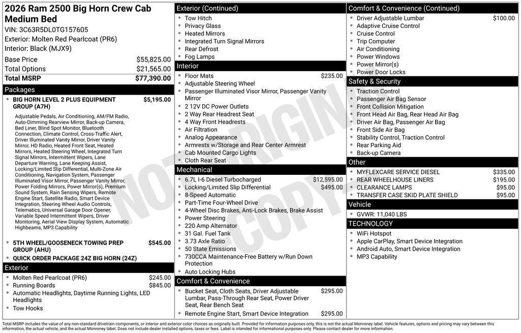 new 2026 Ram 2500 car, priced at $74,300