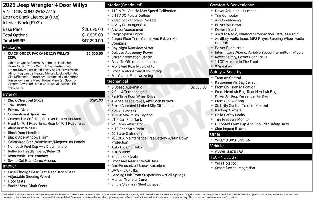 new 2025 Jeep Wrangler car, priced at $41,285