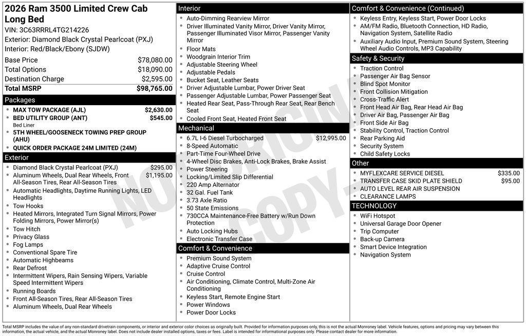 new 2026 Ram 3500 car, priced at $96,765