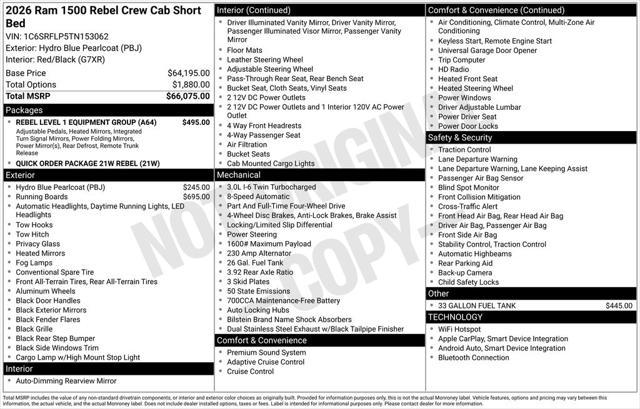 new 2026 Ram 1500 car, priced at $66,670