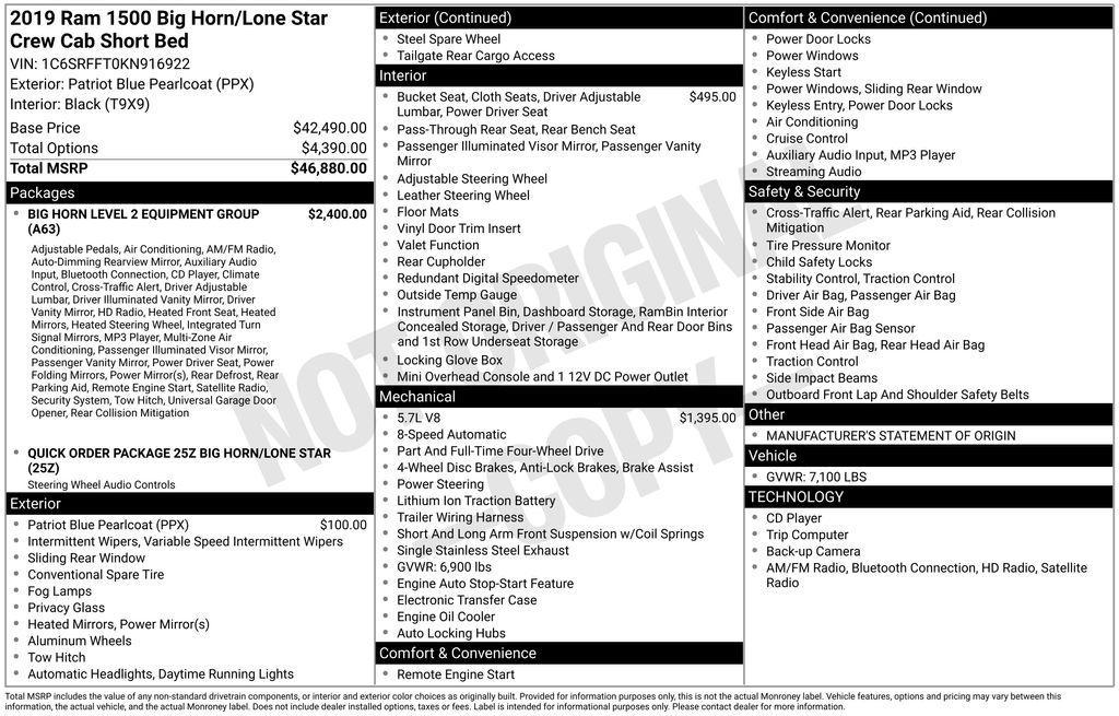 used 2019 Ram 1500 car, priced at $25,780