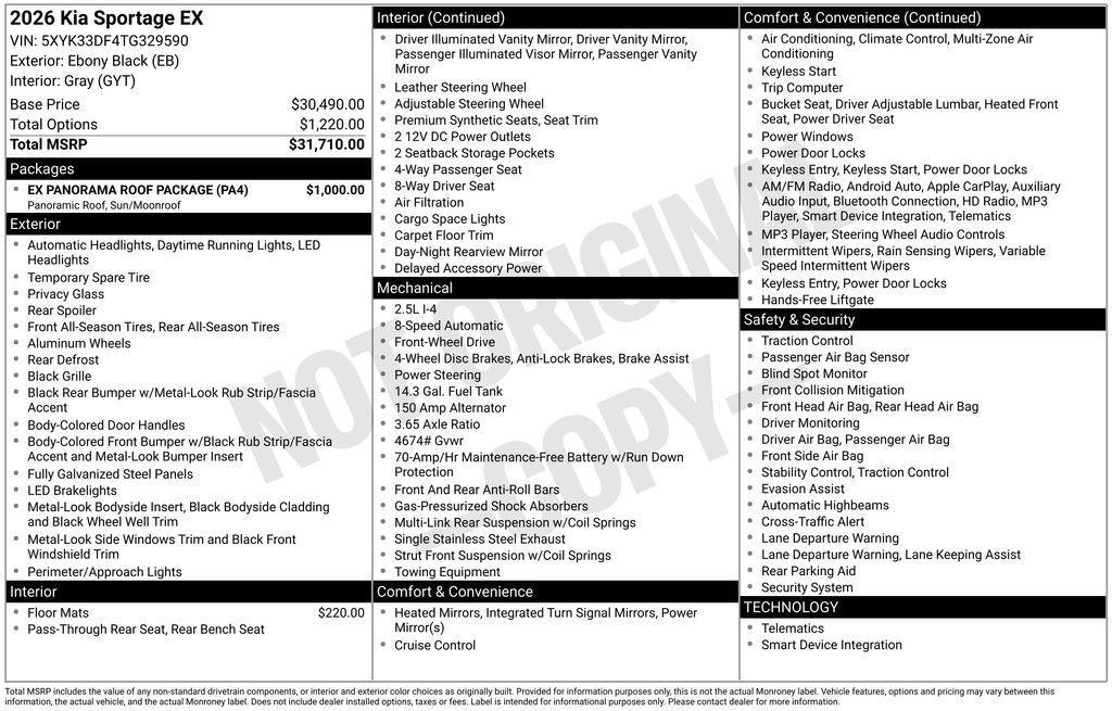 used 2026 Kia Sportage car, priced at $29,920