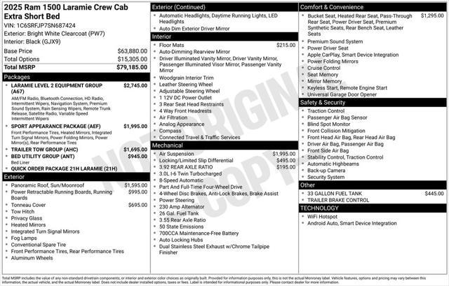 new 2025 Ram 1500 car, priced at $66,223