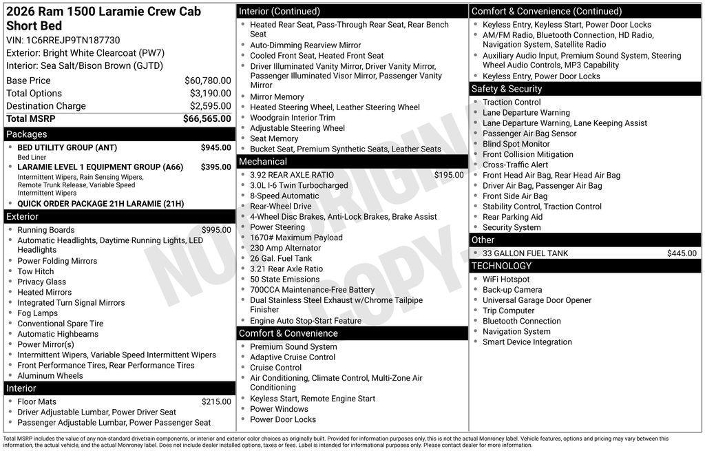 new 2026 Ram 1500 car, priced at $56,165