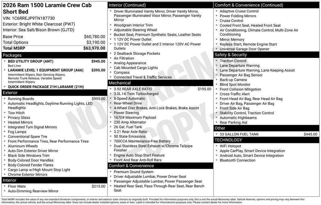 new 2026 Ram 1500 car, priced at $61,132
