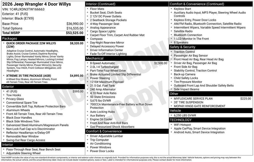 new 2026 Jeep Wrangler car, priced at $55,020