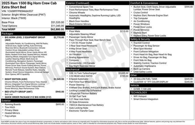 new 2025 Ram 1500 car, priced at $50,179
