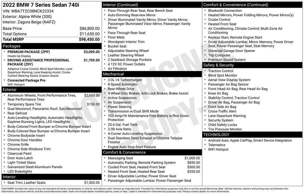 used 2022 BMW 740 car, priced at $40,571