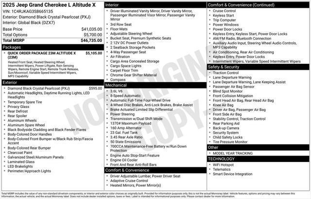 new 2025 Jeep Grand Cherokee L car, priced at $44,426