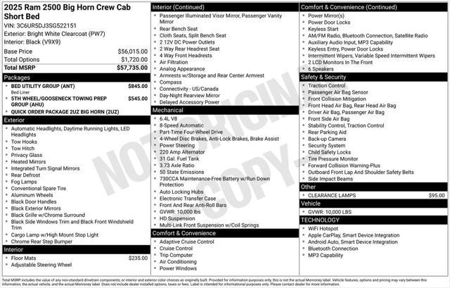 new 2025 Ram 2500 car, priced at $52,495