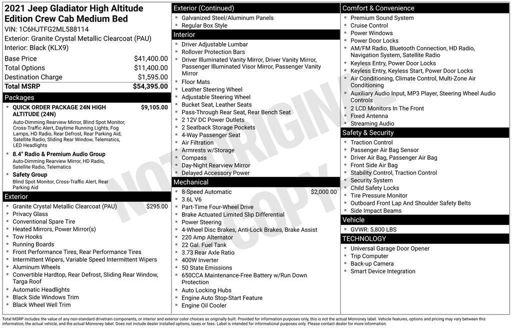 used 2021 Jeep Gladiator car, priced at $31,640