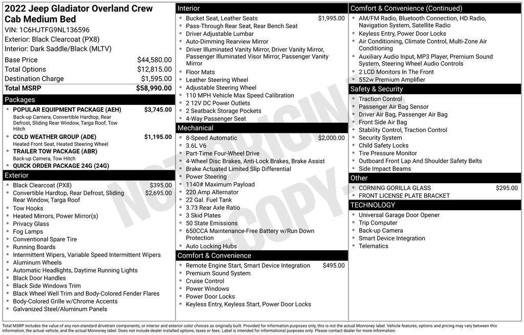 used 2022 Jeep Gladiator car, priced at $28,450