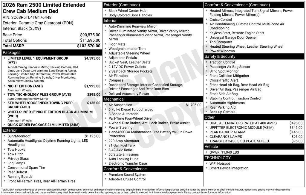 new 2026 Ram 2500 car, priced at $101,765