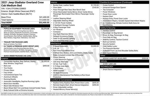 used 2021 Jeep Gladiator car, priced at $33,984