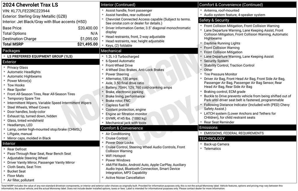used 2024 Chevrolet Trax car, priced at $15,927