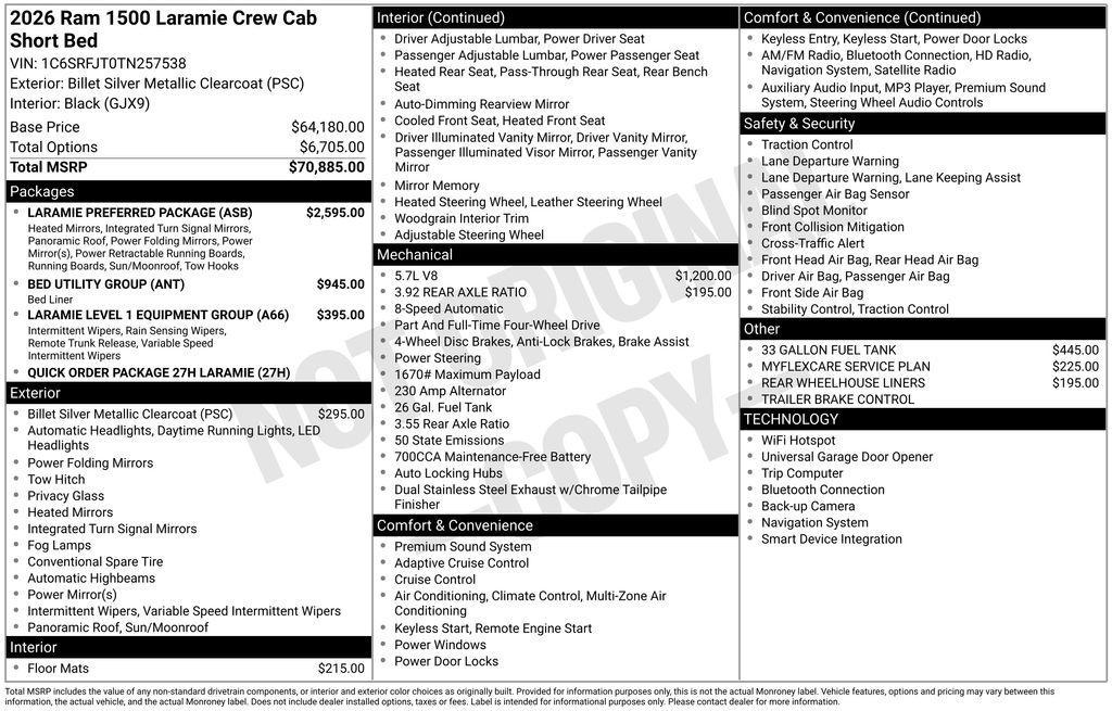 new 2026 Ram 1500 car, priced at $64,590