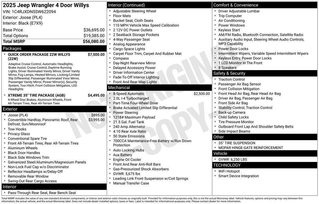 new 2025 Jeep Wrangler car, priced at $54,075