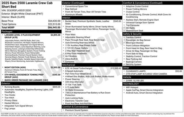 new 2025 Ram 2500 car, priced at $82,153