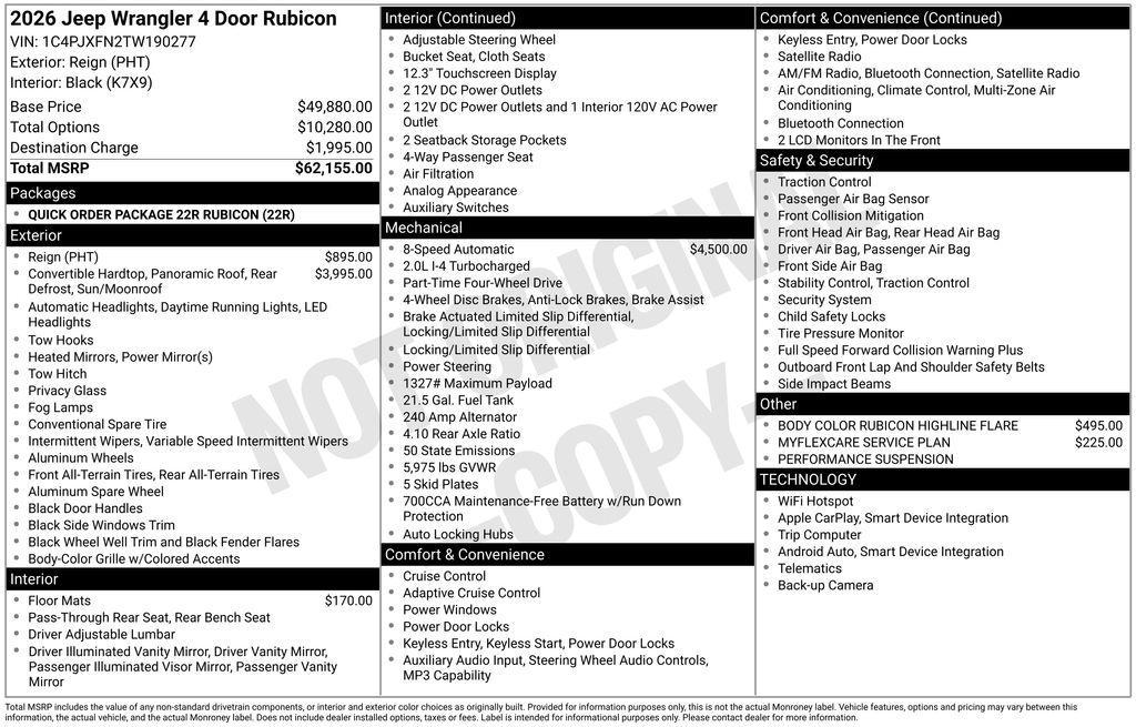 new 2026 Jeep Wrangler car, priced at $55,155