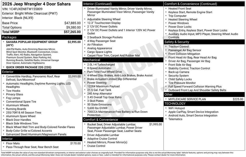 new 2026 Jeep Wrangler car, priced at $55,265