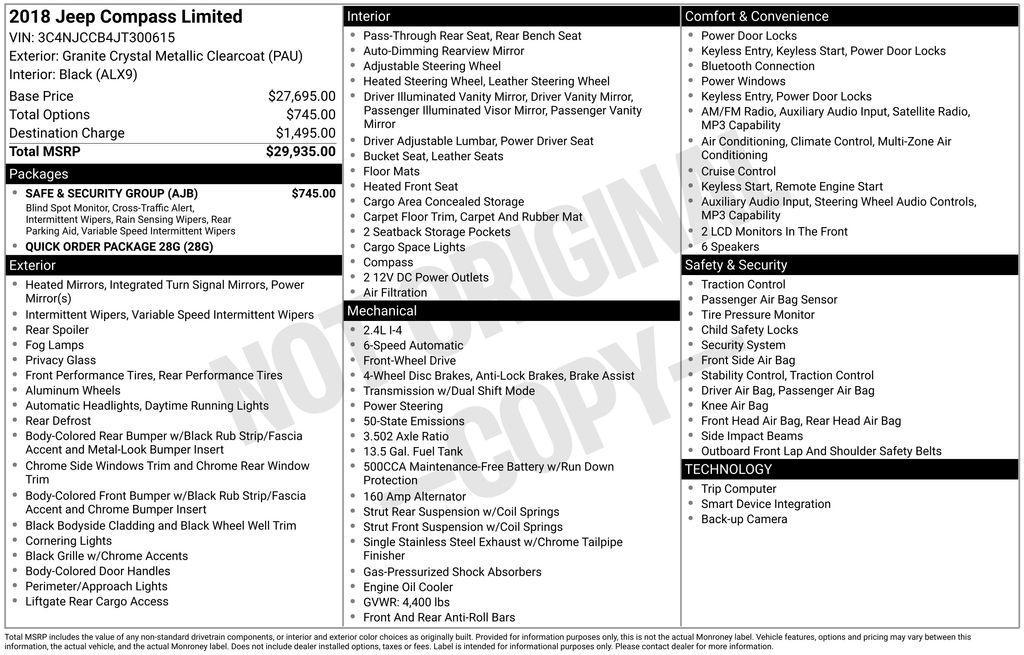 used 2018 Jeep Compass car, priced at $10,772