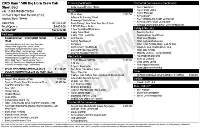 new 2025 Ram 1500 car, priced at $48,139