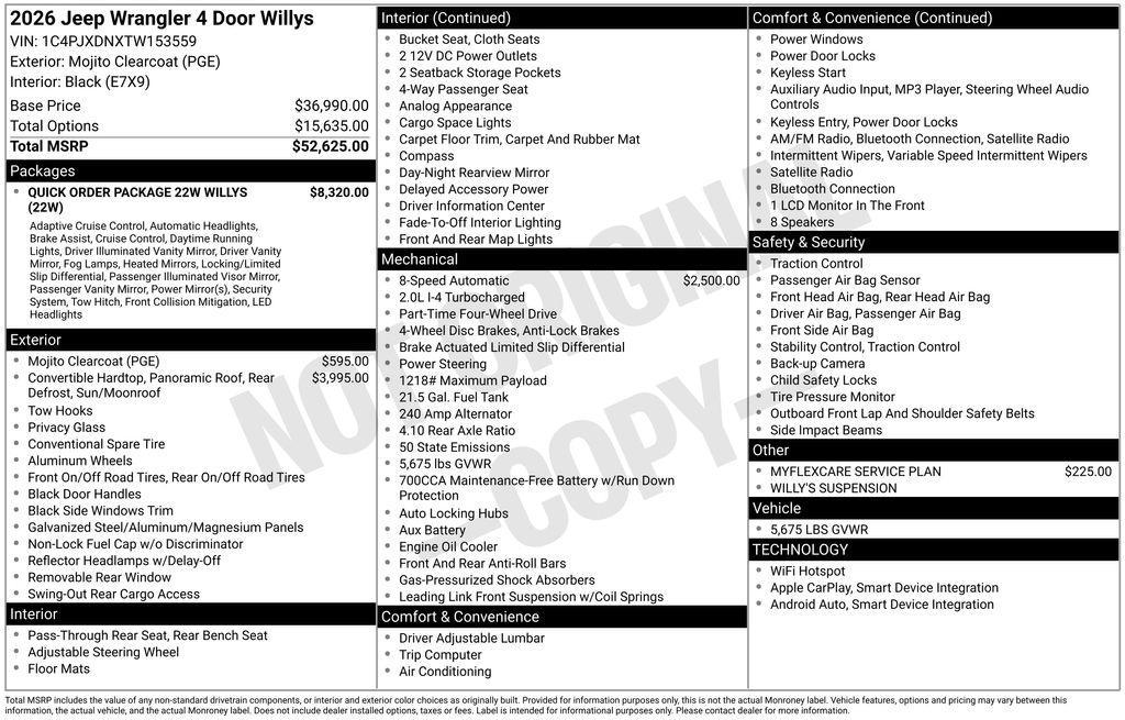 new 2026 Jeep Wrangler car, priced at $54,120